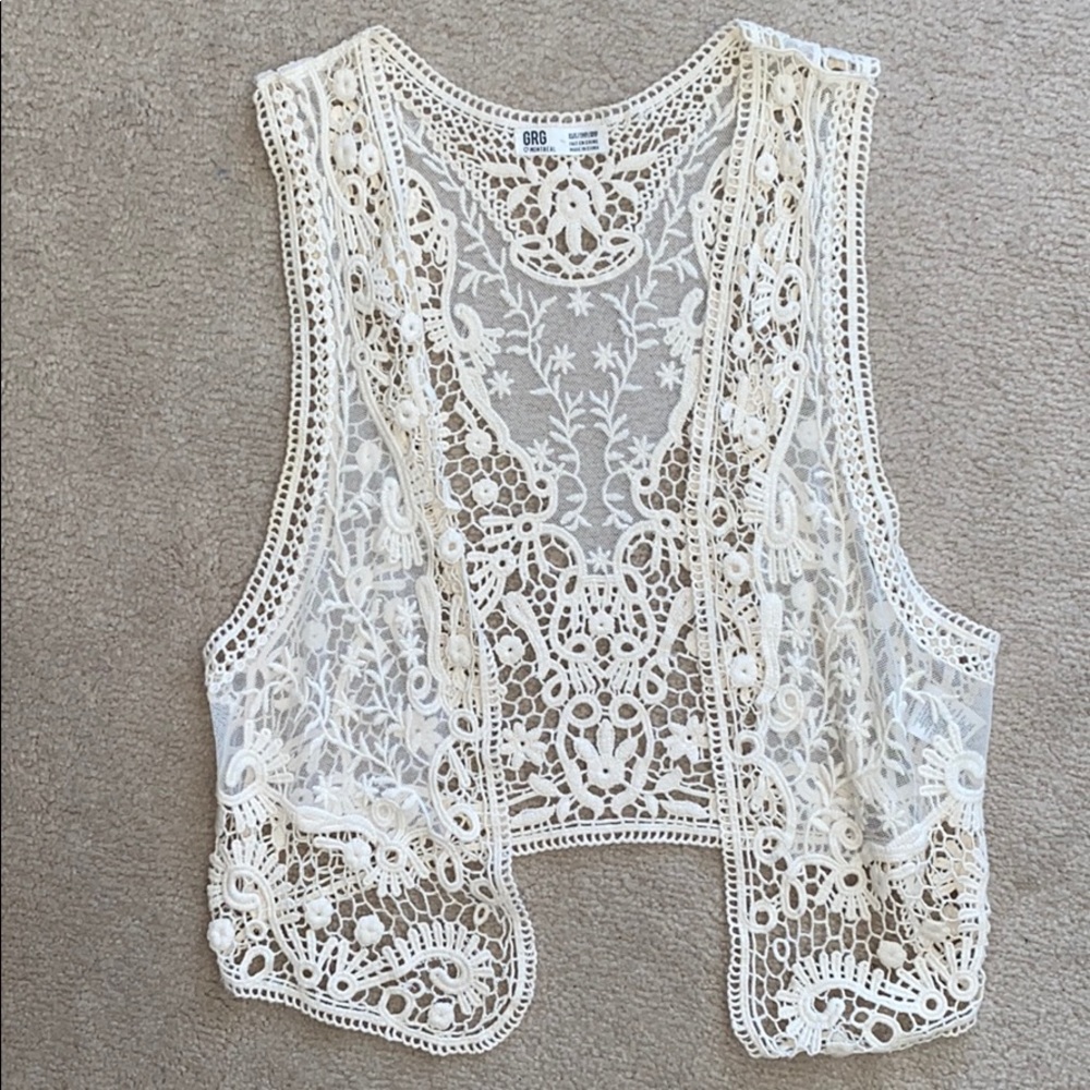 Cream net mini summer cardigan